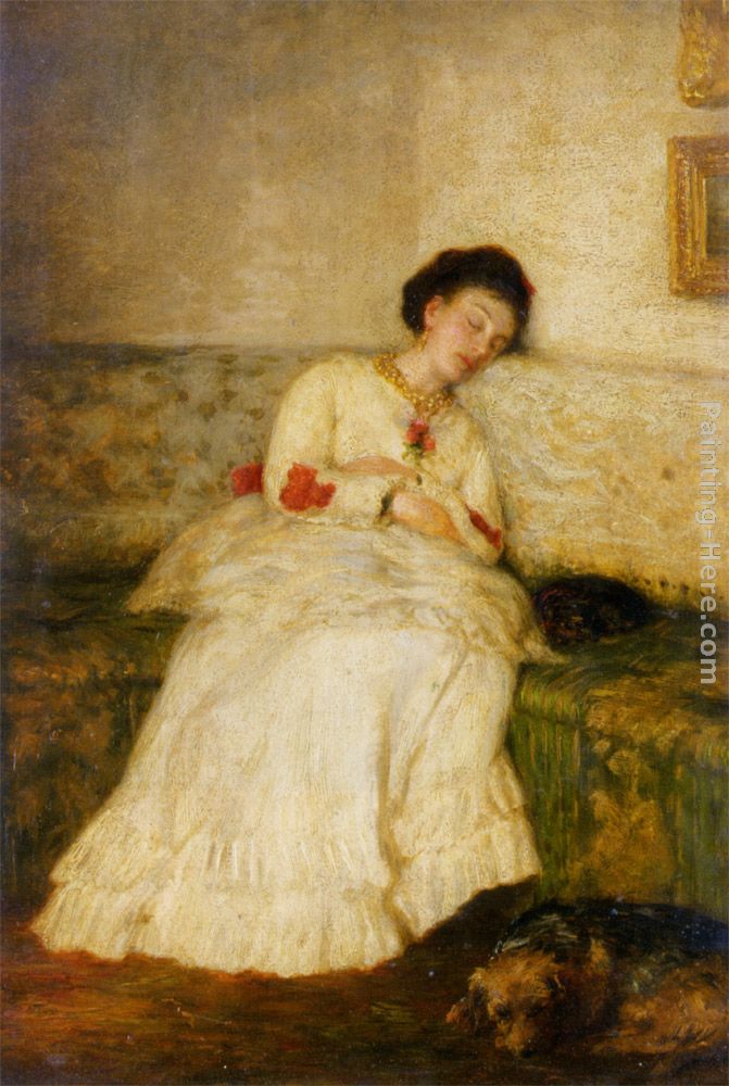 Asleep painting - Sir William Quiller Orchardson Asleep art painting